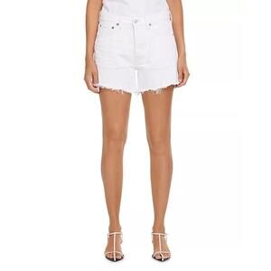 AGOLDE Parker Long Denim Shorts Panna Cotta Size 32 Raw Hem